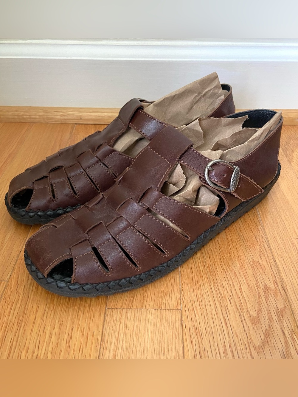 Josef Seibel Brown Leather Fisherman Sandals Womens Size 39/8.5 Coastal Rugged - Picture 7 of 12
